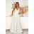 Glittery elegant party dress with geometric neckline on straps for women (34-46) POLISH FASHION PMLBC24320-20 white 44