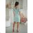 Glittery elegant party dress with geometric neckline on straps for women (34-46) POLISH FASHION PMLBC24320-20 menthol 34
