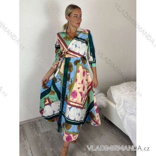 Šaty dlouhé košilové dlouhý rukáv  dámské (S/M/L ONE SIZE) ITALSKÁ MÓDA IMM2612152-1/DUR