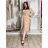 Šaty  košilové elegantní dlouhý rukáv dámské (S/M/L ONE SIZE) ITALSKÁ MÓDA IMD260000356/DUR S/M/L béžová