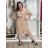 Šaty  košilové elegantní dlouhý rukáv dámské (S/M/L ONE SIZE) ITALSKÁ MÓDA IMD260000356/DUR S/M/L béžová