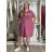 Summer dress oval short sleeve women's oversized (50/52/54 ONE SIZE) ITALIAN FASHION IM425011 50/52/54 beige