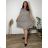 Summer dress oval short sleeve women's oversized (50/52/54 ONE SIZE) ITALIAN FASHION IM425011 50/52/54 beige