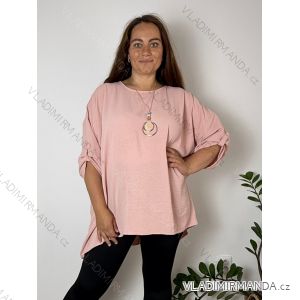 Summer dress oval short sleeve women's oversized (50/52/54 ONE SIZE) ITALIAN FASHION IM425011