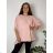Summer dress oval short sleeve women's oversized (50/52/54 ONE SIZE) ITALIAN FASHION IM425011 54/56/58 růžová světlá