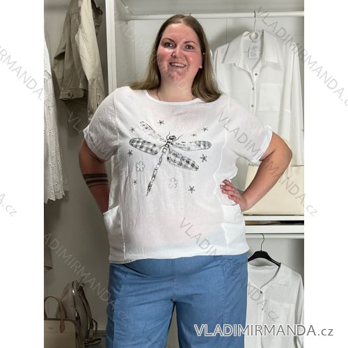 Tunika krátký rukáv dámska nadrozměr  (54/56/58 ONE SIZE) TALIANSKA MÓDA IMB260002