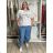 Cotton lace tunic 3/4 sleeve women (uni s / l) ITALIAN FASHION IMB22ROSA 54/56/58 white