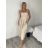 Šaty dlhé elegantní na ramínka dámske SARA (S/M/L ONE SIZE) TALIANSKA MÓDA IMPKM266804/DUR S/M/L béžová