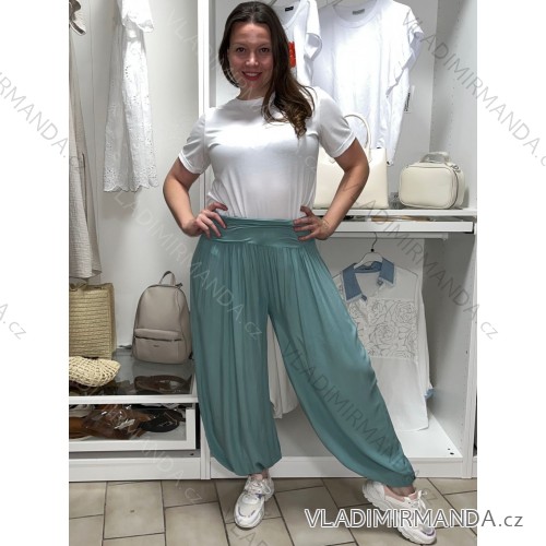 Kalhoty aladinky harémky dlouhé dámské (M/L ONE SIZE) ITALSKÁ MÓDA IMD22212/DR M/L tmavě mintová