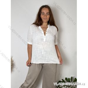 Košile lněná 3/4 rukáv dámská nadrozměr (L/XL/2XL ONE SIZE) ITALSKá MóDA IM723DITA/DUR