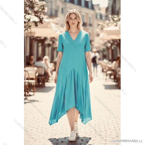 Šaty dlhé voľnočasové letné krátky rukáv dámske nadrozmer (48/50/52 ONE SIZE) TALIANSKA MÓDA IMD26088