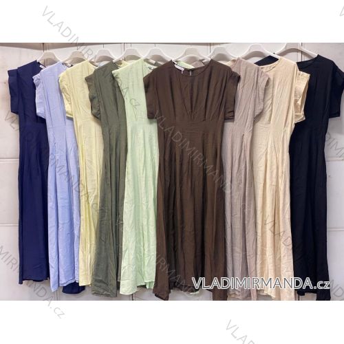 Šaty dlouhé volnočasové letní krátký rukáv dámské (S/M/L ONE SIZE) ITALSKÁ MÓDA IMC26216