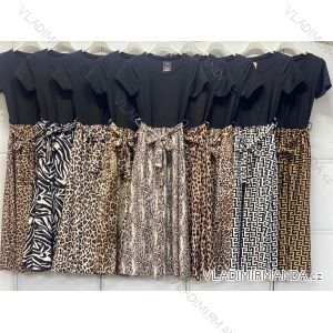 Šaty dlouhé volnočasové letní leopard krátký rukáv dámské (S/M/L ONE SIZE) ITALSKÁ MÓDA IMC26217