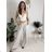 Nohavice letní s opaskom dámske TERNA (S/M/L ONE SIZE) TALIANSKA MÓDA IM426001356/DUR světle zelená S/M/L