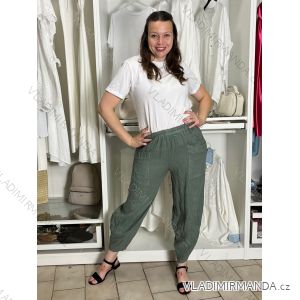Kalhoty lněné  volnočasové dámské (S/M/L ONE SIZE) ITALSKÁ MÓDA IMSM26001238/DUR