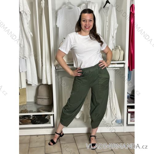 Kalhoty volnočasové dámské ZITA (S/M/L ONE SIZE) ITALSKÁ MÓDA IMSM26001239/DUR S/M/L zelená khaki