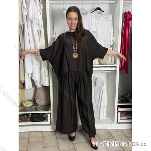 Komplet elegantní Tunika oversize krátký rukáv a kalhoty  dámské AMI (S/M/L ONE SIZE) ITALSKÁ MÓDA IMM267304