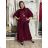 Komplet elegantní Tunika oversize krátký rukáv a kalhoty  dámské AMI (S/M/L ONE SIZE) ITALSKÁ MÓDA IMM267304/DUR S/M/L vínová