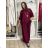 Komplet elegantní Tunika oversize krátký rukáv a kalhoty  dámské AMI (S/M/L ONE SIZE) ITALSKÁ MÓDA IMM267304/DUR S/M/L vínová