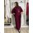 Komplet elegantní Tunika oversize krátký rukáv a kalhoty  dámské AMI (S/M/L ONE SIZE) ITALSKÁ MÓDA IMM267304/DUR S/M/L vínová