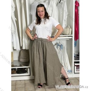 Kalhoty lněné letní dlouhé dámské (S/M/L ONE SIZE) ITALSKÁ MÓDA IMSM26001240