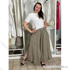 Kalhoty lněné letní dlouhé dámské (S/M/L ONE SIZE) ITALSKÁ MÓDA IMSM26001240/DUR