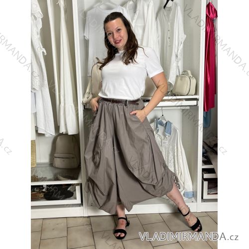 Kalhoty oversize s páskem dámské (S/M/L ONE SIZE) ITALSKÁ MÓDA IMSM265052/DUR S/M/L hnědá