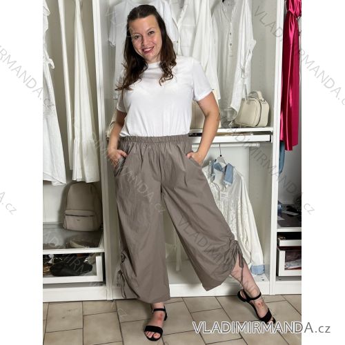 Nohavice letní oversize dámske (S/M/L ONE SIZE) TALIANSKA MÓDA IMSM265053/DUR S/M/L hnedá