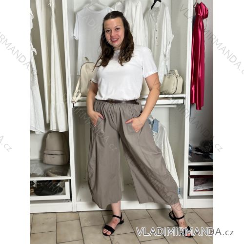 Kalhoty letní s páskem dámské (S/M/L ONE SIZE) ITALSKÁ MÓDA IMSM265054/DUR S/M/L hnědá