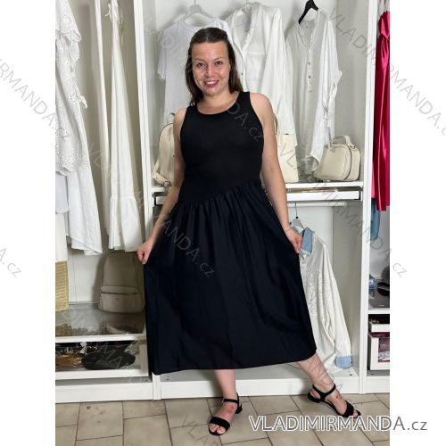 Šaty dlouhé letní na ramínka dámské (S/M/L ONE SIZE) ITALSKÁ MÓDA IMD2608457/DUR S/M/L Černá