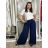 Kalhoty dlouhé letní dámské ALAIA (S/M/L ONE SIZE) ITALSKÁ MÓDA IM425299/DUR tm. modrá S/M/L