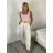 Kalhoty letní s páskem dámské (S/M/L ONE SIZE) ITALSKÁ MÓDA IM4260013564/DUR sv. béžová S/M/L