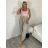 Kalhoty letní s páskem dámské (S/M/L ONE SIZE) ITALSKÁ MÓDA IM4260013564/DUR sv. béžová S/M/L