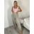 Kalhoty letní s páskem dámské (S/M/L ONE SIZE) ITALSKÁ MÓDA IM4260013564/DUR sv. béžová S/M/L