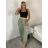 Kalhoty letní s páskem dámské (S/M/L ONE SIZE) ITALSKÁ MÓDA IM4260013564/DUR sv. béžová S/M/L