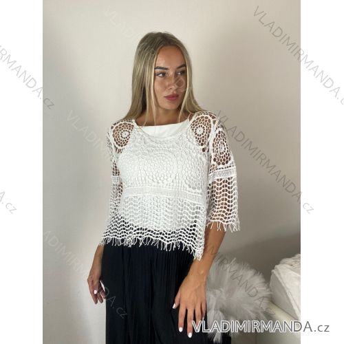 Tunika letní 3/4 rukáv dámská (S/M/L ONE SIZE) ITALSKá MODA IMSM26000336/DUR S/M/L bílá