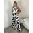 Sommer-Tunika-Set für Damen mit langen Ärmeln und Rock mit langen Tupfen (uni s / m) ITALIAN FASHION IMM20118 S / M weiß