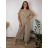 Overal dlouhý elegantní krátký rukáv dámský nadrozměr ALANA (52/54/56/58 ONE SIZE) ITALSKÁ MÓDA IM426177/DUR 54/56/58 ONE SIZE tmavě hnědá