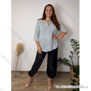 Košilová tunika 3/4 rukáv dámská nadrozměr (44/46/48 ONE SIZE) ITALSKÁ MÓDA IMB260005/DUR