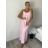 Šaty dlhé letné na ramienka dámske Rebeca (S/M ONE SIZE) TALIANSKA MÓDA IMD23472/DUR růžová S/M