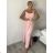 Šaty dlhé letné na ramienka dámske Rebeca (S/M ONE SIZE) TALIANSKA MÓDA IMD23472/DUR růžová S/M
