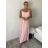 Šaty dlhé letné na ramienka dámske Rebeca (S/M ONE SIZE) TALIANSKA MÓDA IMD23472/DUR růžová S/M