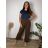 Women's Long Summer Pants with Belt (S/M ONE SIZE) ITALIAN FASHION IMD24080 44/46/48 dark brown