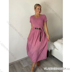 Šaty volnočasové letní krátký rukáv dámské (S/M/L ONE SIZE) ITALSKÁ MÓDA IMSM26301/DUR