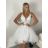 Šaty krátké svatební společenské na ramínka dámské (S/M ONE SIZE) ITALSKÁ MÓDA IMM23M50176B/DUR S/M bílá