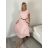 Sommerkleid oval Kurzarm Damen Übergröße (50/52/54 Einheitsgröße) ITALIAN FASHION IM425011 S / M / L růžová světlá
