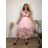 Langes, kurzärmeliges Kleid mit Polka-Dots für Damen (Einheitsgröße S/M/L) Italienische Mode IMWGM260012  pink