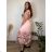 Langes, kurzärmeliges Kleid mit Polka-Dots für Damen (Einheitsgröße S/M/L) Italienische Mode IMWGM260012  pink