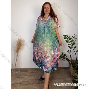 Šaty dlouhé letní krátký rukáv dámské nadrozměr (54/56/58 ONE SIZE) ITALSKÁ MÓDA IM426453237