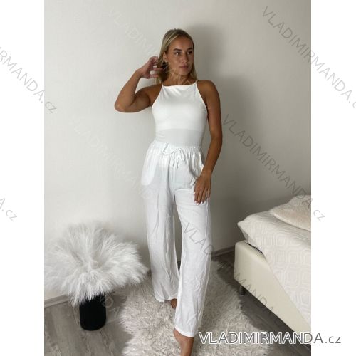 Kalhoty letní dlouhé dámské AURORA (S/M/L ONE SIZE) ITALSKÁ MÓDA IMPNF261093/DUR S/M/L bílá
